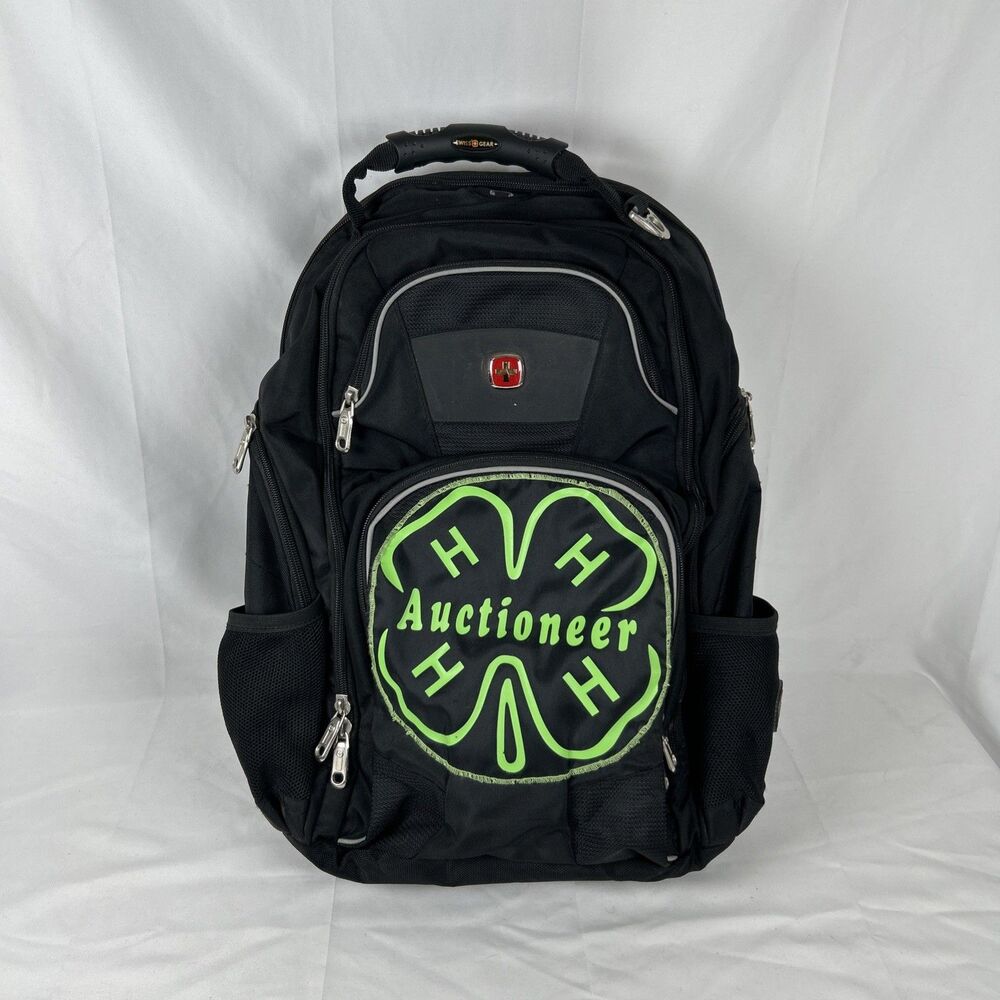 SwissGear 1900 ScanSmart TSA Laptop Backpack Black Custom Patch 4-H Auctioneer